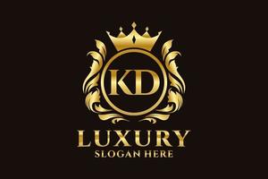modèle initial de logo de luxe royal de lettre kd dans l'art vectoriel pour des projets de marque luxueux et d'autres illustrations vectorielles.