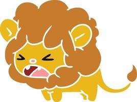 dessin animé de lion rugissant kawaii mignon vecteur