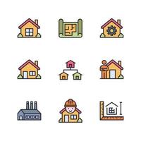 illustration vectorielle d'icônes de ligne de maison modèle, bâtiment, maison, maison d'habitation