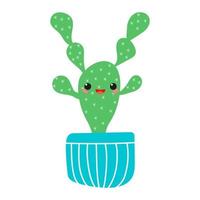 ensemble de cactus dessinés à la main. personnage succulent mignon. illustration vectorielle plate vecteur
