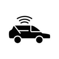 icône de voiture avec signal. icône liée à la technologie. appareil intelligent. dispositif de transport. style d'icône de glyphe, solide. conception simple modifiable vecteur
