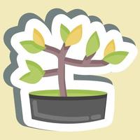 autocollant bonsaï. adapté au symbole du jardin. conception simple modifiable. vecteur de modèle de conception. illustration simple