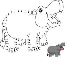 coloriage point à point hippopotame pour les enfants vecteur