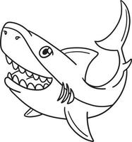 grand requin blanc coloriage isolé pour les enfants vecteur