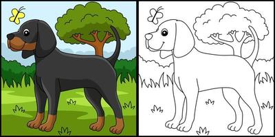 coloriage de chien coonhound illustration colorée vecteur