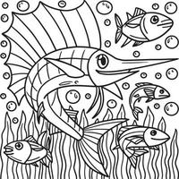 coloriage de poisson à voile pour les enfants vecteur