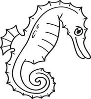 hippocampe isolé coloriage pour les enfants vecteur