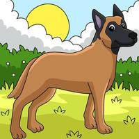 illustration de dessin animé coloré de chien malinois belge vecteur