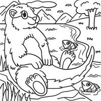 loutre de mer coloriage pour les enfants vecteur