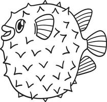 page de coloriage isolé de poisson-globe pour les enfants vecteur