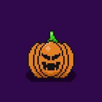 pixel art citrouille effrayant halloween vecteur