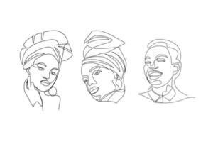 illustration vectorielle de portraits de femmes africaines vecteur