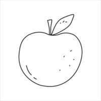 pomme pleine dans un joli style de doodle. élément vectoriel en ligne noire isolé sur fond blanc