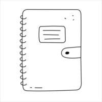 cahier avec spirale dans un joli style doodle isolé sur fond blanc. fournitures de bureau scolaires éléments vectoriels vecteur