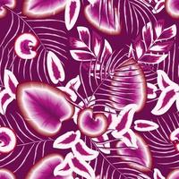motif monochromatique rose sans couture avec feuilles de calla tropicales et feuillage de plantes sur fond violet. belle impression avec un design vectoriel de plantes exotiques. fond d'écran nature. conception colorée. l'automne