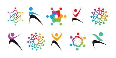 vecteur de conception de logo de travail d'équipe avec un style unique pour la charité, l'humanité, la communauté ou le groupe
