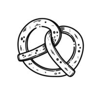 pain dessiné à la main isolé sur fond blanc. bretzel icône illustration vectorielle dans le style de croquis vecteur