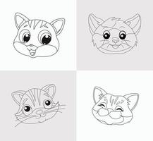 livre de coloriage tête de chat pour enfants vecteur