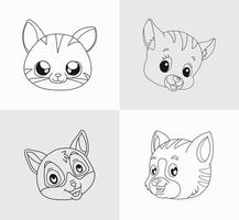 livre de coloriage tête de chat pour enfants vecteur