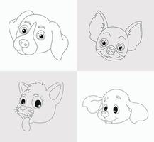 livre de coloriage tête de chien pour enfants vecteur