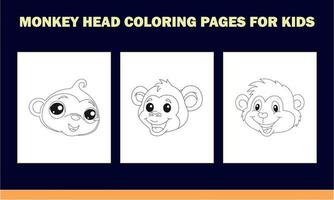 livre de coloriage tête de singe pour enfants vecteur