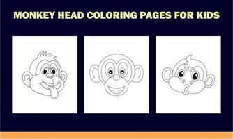 livre de coloriage tête de singe pour enfants vecteur