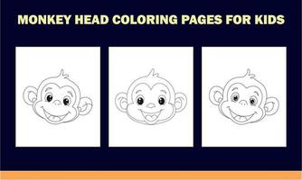 livre de coloriage tête de singe pour enfants vecteur