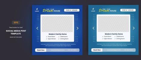 immobilier maison à vendre modèles de publication sur les réseaux sociaux vecteur