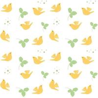 motif oiseau jaune et or. modèle avec main dessinée et laisse oiseau pour textile, papier d'emballage, impression, emballage, papier peint. vecteur