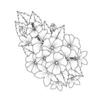 fleur d'hibiscus doodle art design de page à colorier avec graphique vectoriel d'art en ligne détaillé
