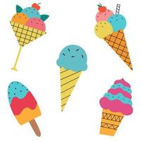 un ensemble de glaces colorées sur fond blanc. illustration vectorielle vecteur