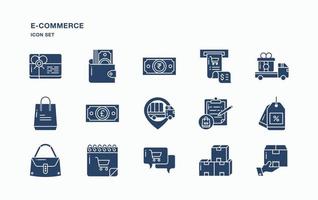 jeu d'icônes de commerce électronique et de vente en ligne vecteur