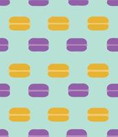 concept de modèle sans couture de macarons sur fond coloré. illustration vectorielle. macarons colorés sur fond bleu. image comme élément de conception pour la conception d'affiches de bannière affiches de menu vecteur