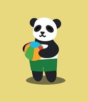 panda mignon avec ballon de plage isolé sur fond de couleur. illustration vectorielle. panda d'été. élément de conception pour l'impression sur des affiches affiches brochures menu de vêtements vecteur