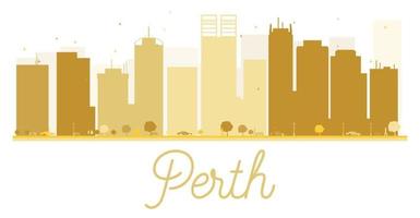 silhouette dorée de l'horizon de la ville de perth. vecteur
