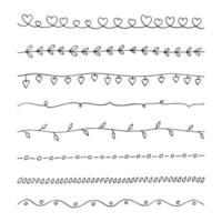 vector set bordures vintage dessinées à la main. collection de lignes de doodle, élément décoratif mignon pour votre conception