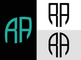ensemble de conceptions de logo ra de lettres initiales créatives. vecteur
