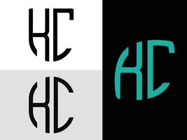 ensemble de conceptions de logo kc de lettres initiales créatives. vecteur