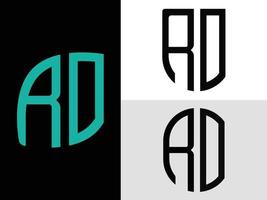 ensemble de conceptions de logo ro lettres initiales créatives. vecteur