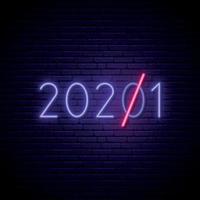 nouvel an 2021. numéro de néon lumineux 2021. vecteur
