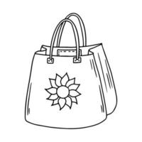 sac à main dame dans un style doodle dessiné à la main. illustration vectorielle de l'élément accessoire féminin. vecteur
