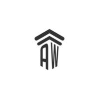 aw initiale pour la conception du logo du cabinet d'avocats vecteur