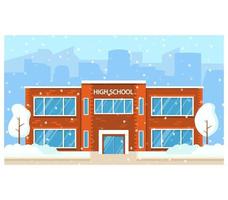 lycée d'hiver building.education concept.vector illustration plate. vecteur