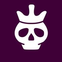 horreur du couronnement de la tête morte.crâne et couronne du roi mort.logo de la mascotte.isolé sur fond blanc. illustration plate de vecteur. vecteur