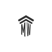 mw initiale pour la conception du logo du cabinet d'avocats vecteur