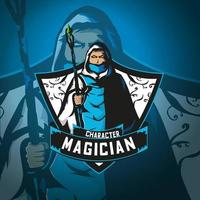 logo de mascotte de jeu magicien magicien vecteur