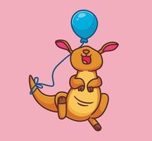 kangourou de dessin animé mignon avec ballon. vecteur d'illustration animal dessin animé isolé
