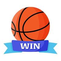 ballon de basket avec ruban gagnant. Équipement de sport de basket-ball 3x3. jeux d'été. vecteur