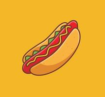 repas de hot-dog de légumes mignon. illustration isolée de concept de nourriture de dessin animé. style de dessin animé plat adapté à la conception d'icônes d'autocollant vecteur de logo premium