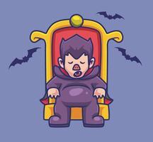 dracula mignon qui dort. illustration d'halloween de dessin animé isolé. style plat adapté au vecteur de logo premium de conception d'icône d'autocollant. personnage mascotte